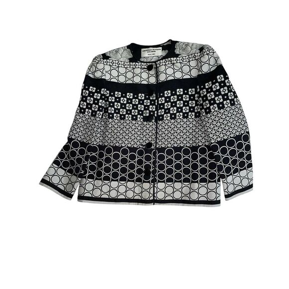 Christian Ruperto Alta Moda Black/Silvet Woven Brocade Geometric‎ Top - Picture 1 of 5